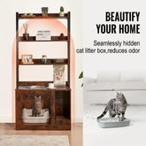 Cat Litter Box Enclosure Wooden Litter Box Furniture Hidden with 3 Shelves